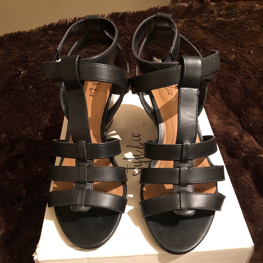 Style &Co black Haydar wedge sandal